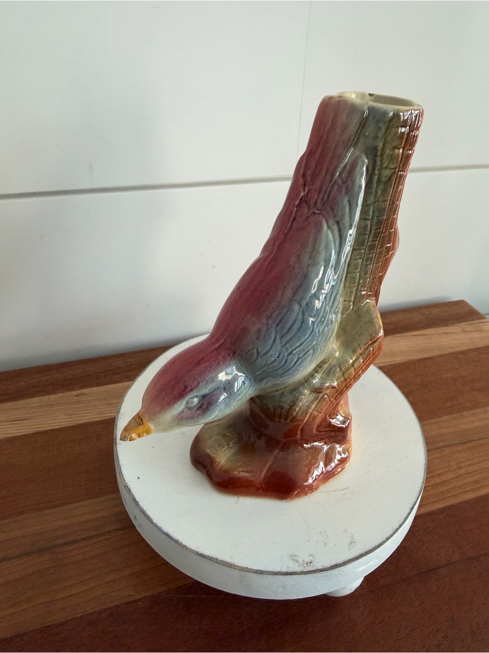 Vintage Royal Copley Ceramic Song Bird on Branch Bud Vase